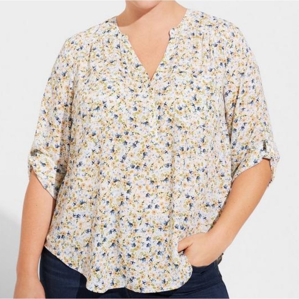 NWT Torrid Harper Pullover 3/4 Sleeve Blouse - Floral - Size M/L